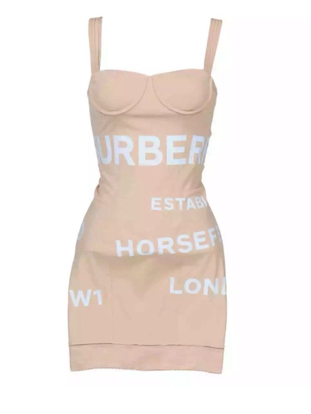 Burberry Elsie Horseferry Print Corset Dress in Soft Fawn sz 0 XXS